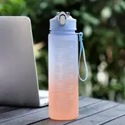 Motivational Ombre Color Water Bottle with Straw & Stickers
