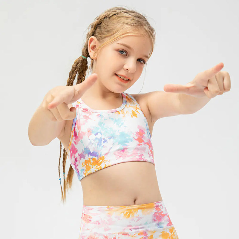 Girls' Yoga Exercise Vest with Printed Design