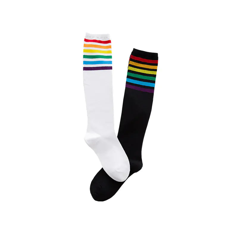 Rainbow Knee-High Cotton Striped Socks