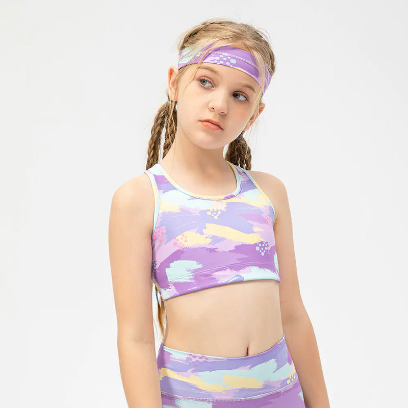 Girls' Yoga Exercise Vest with Printed Design